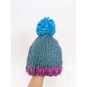 NWT PISTIL NWT knit pom pom beanie blue purple winter snowboard skiing outdoor